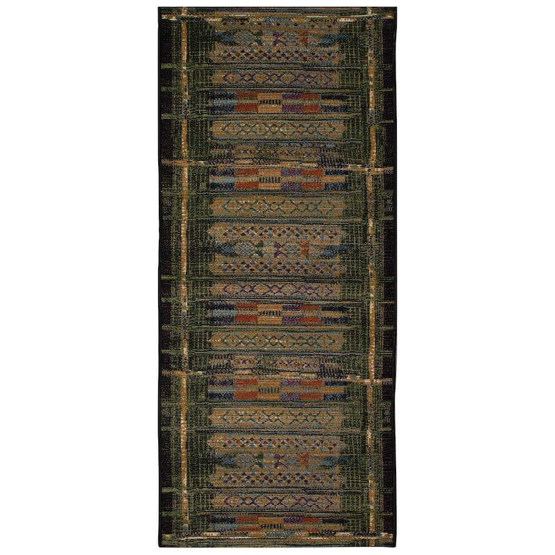 Liora Manne Esencia Tribal Stripe Indoor/Outdoor Mat - 1'11" x 4'11" - Green