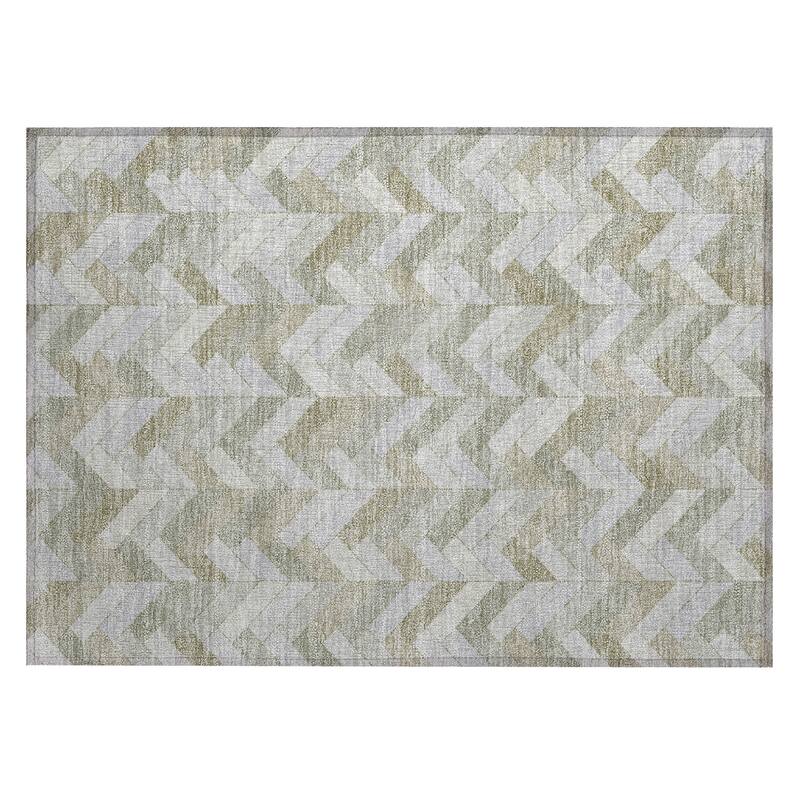 Machine Washable Indoor/ Outdoor Modern Chevron Chantille Rug