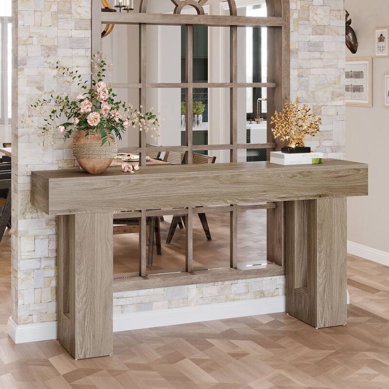 63-inch Wood Narrow Console Sofa Hallway Accent Table for Entryway