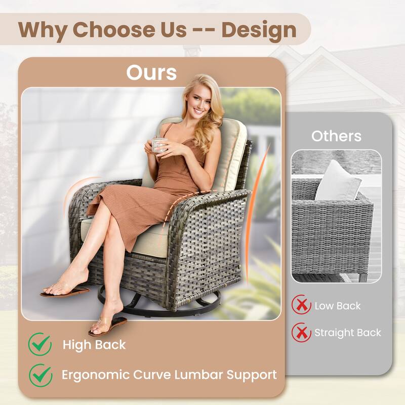 XIZZI 7-Piece Patio Wicker Furniture Conversation Swivel Chairs Set