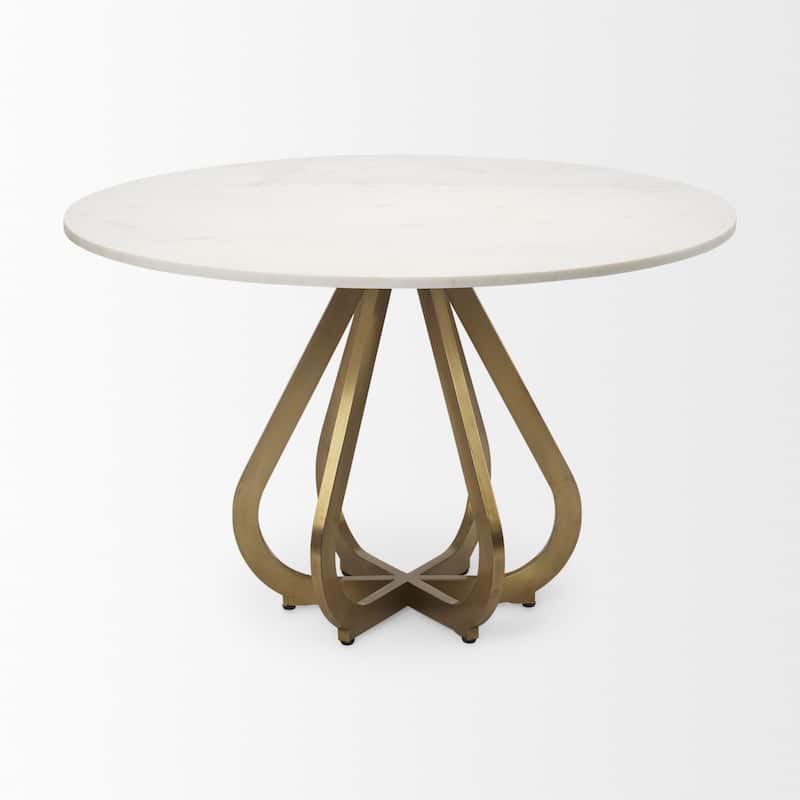 Laurent White Marble Top w/Gold Metal Base Dining Table - Off White