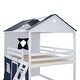 preview thumbnail 13 of 32, Full Size Bunk Bed with Playhouse Design, Windows & Slide - Blue/White