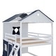preview thumbnail 13 of 14, Full Size Bunk Wood House Bed with Windows, Sills and Tent, Blue+White