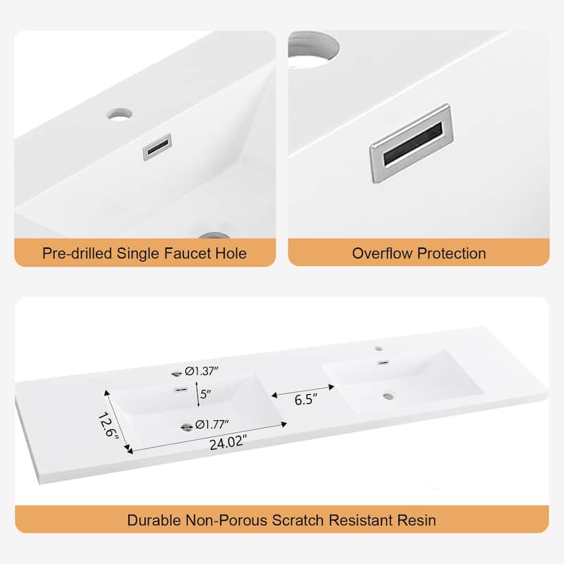 Prismis 60" 72" 84" Wall-Mount Premium Bathroom Vanity with Integrated Sink