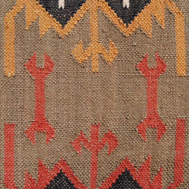 Handmade Indo Tribal Kilim Upholstered Storage Ottoman (India)