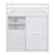 preview thumbnail 7 of 15, White Full Size Solid Wood Loft Bed with Built-in Wardrobe, Desk, Storage Shelves and Drawers