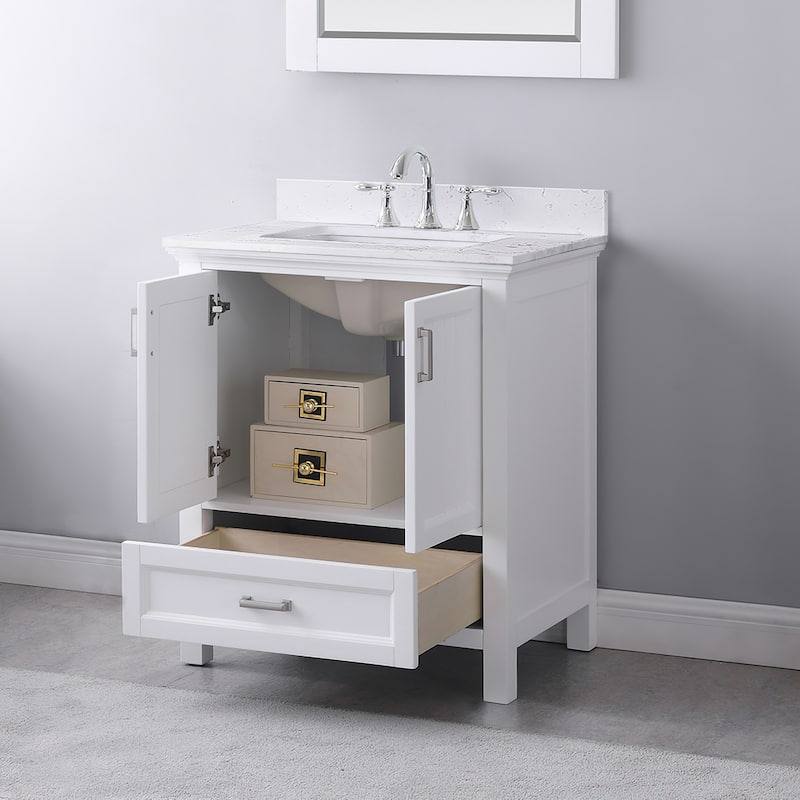 Altair Isla Single Bathroom Vanity Set and Aosta White Countertop without Mirror