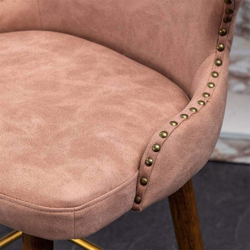 Modern Faux Leather Tufted Nailhead Trim Counter Stool Set of 2