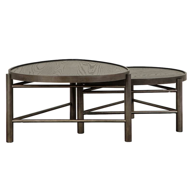Magnussen Home Hadleigh Black Coffee Bean Shaped Nesting Cocktail Table - 37''W x 31.5''D x 18''H