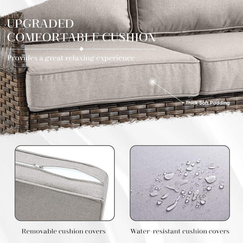 7 Piece Patio Sofa Swivel Chairs and Ottomans