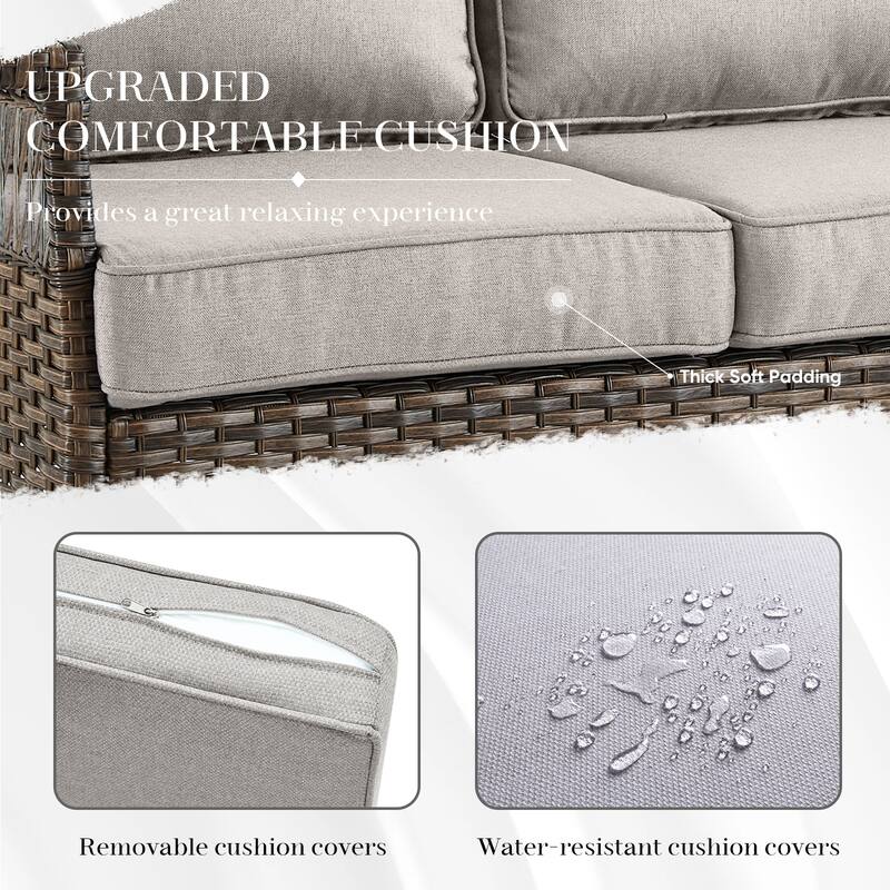 Pocassy Outdoor Swivel Chairs with Sofa Chair Ottoman and Table Set