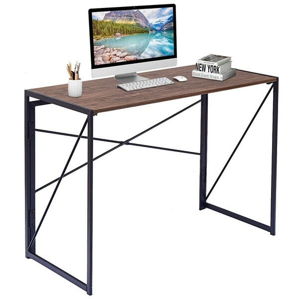 Shop Costway Folding Writing Computer Desk Modern Simple ...