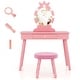 preview thumbnail 8 of 6, 2-in-1 Kids Makeup Vanity Princess Vanity Table & Chair Set w/Lights Pink