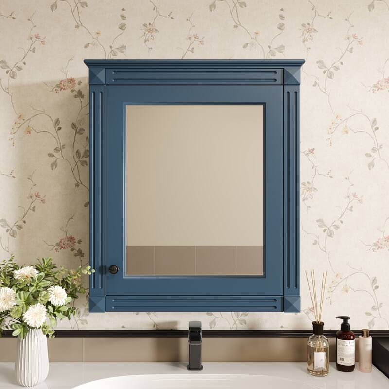 24'' x 27'' Wall Mounted Bathroom Storage Cabinet with Mirror - Blue
