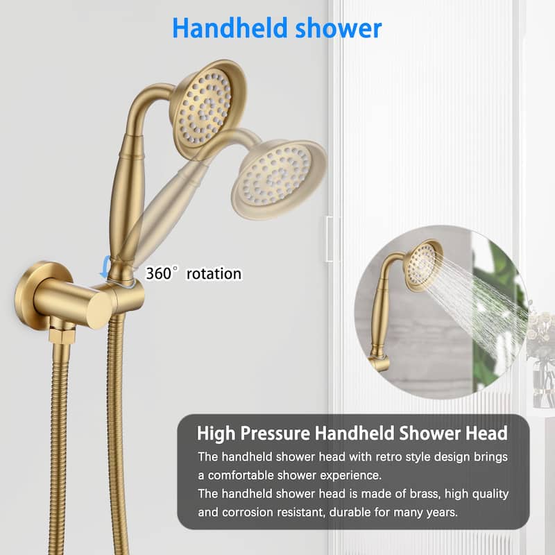 Brushed Gold Shower System with Handheld and 4 Body Sprays