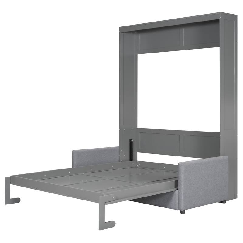 Multifunctional Queen Murphy Wall Bed with Built-in Sofa, Cushion, and Easy Fold Design for Compact Spaces