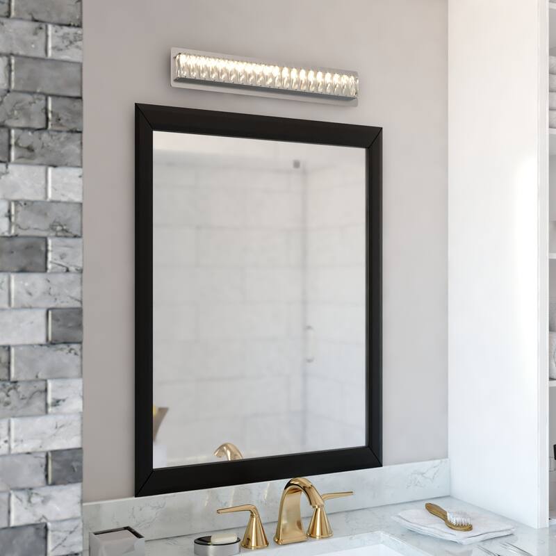 Melrose 26 in. Integrated LED Chrome Crystal Bath Bar Vanity Light - 26-in W x 4.75-in H x 3-in D