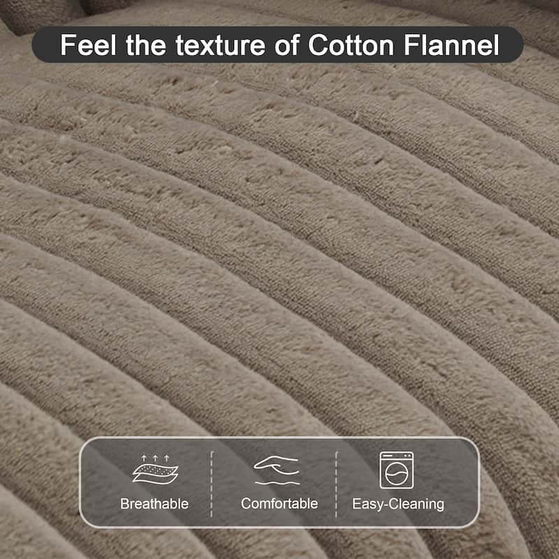 Modren Plush Upholstered Coner Chair and Ottoman Set