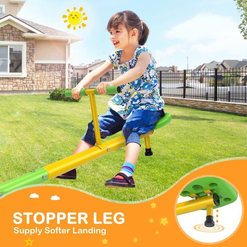 Kids Seesaw Spinning Teeter Totter 360 Degrees Rotating Outdoor Play - 74.8 x 30 x 15 in
