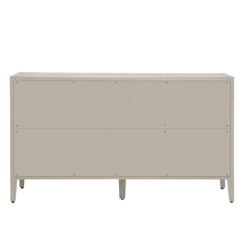Wood Storage Cabinet with 3 tempered Glass Doors and Adjustable Shelf
