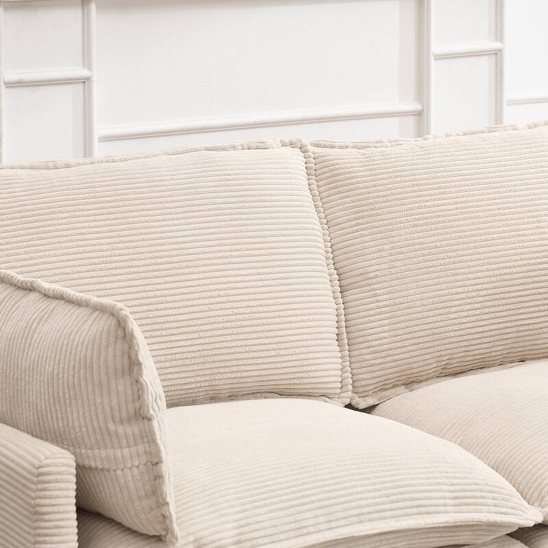 New Oversized Modular Velvet U-Shaped 4-Seat Sofa with 2 Ottoman and 2 Lumbar Pillow