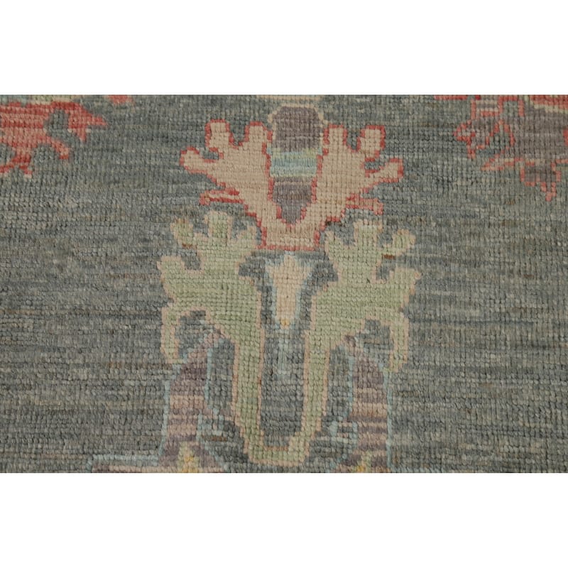 Hand Knotted Oriental 100% Wool Carpet Transitional All-Over Greys & Charcoal Oushak Area Rug - 9' 10'' X 8' 1''