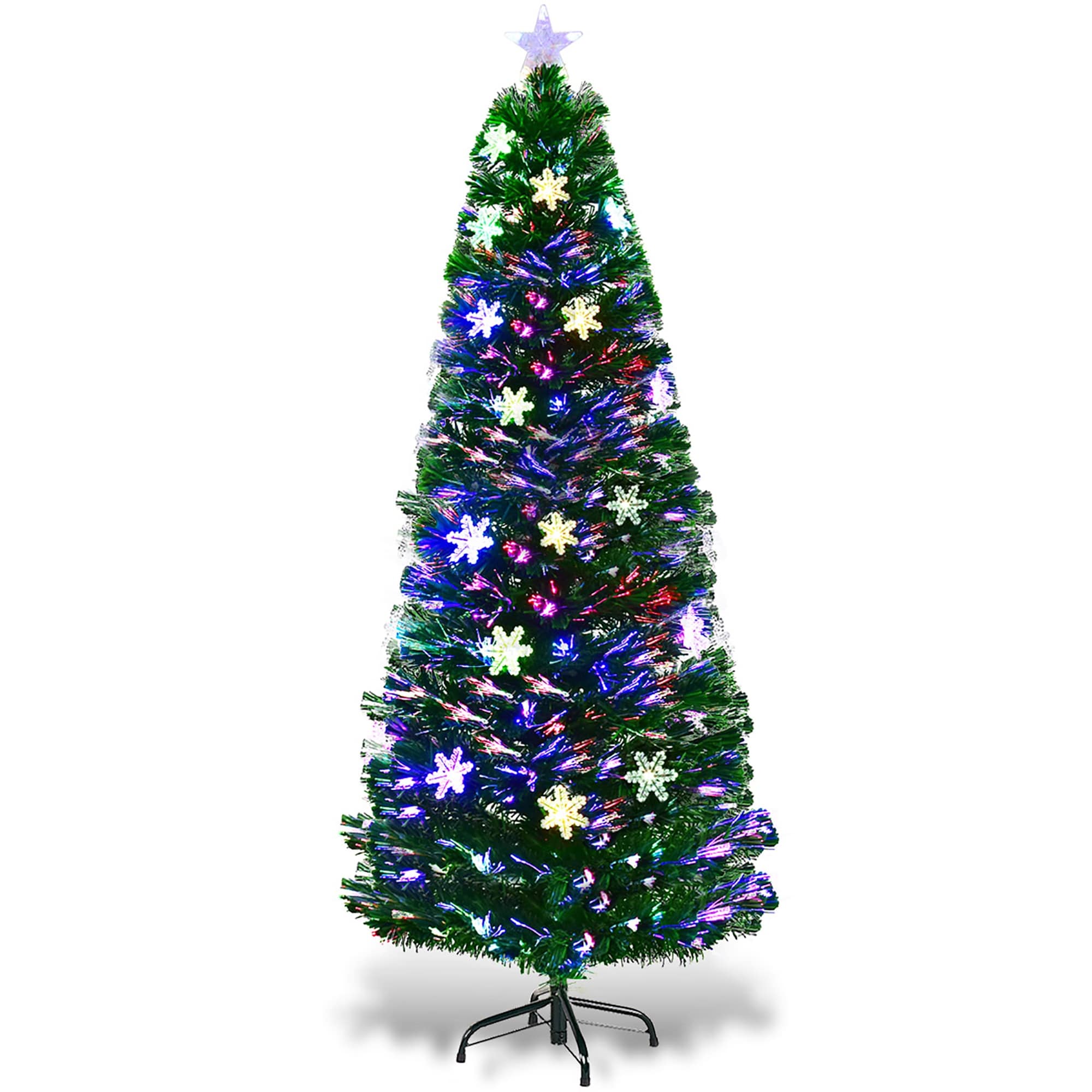 Costway 6' Pre-Lit Fiber Optic Artificial Christmas Tree w/Multi-Color - 6 FT