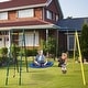 preview thumbnail 2 of 5, Outdoor Backyard Playground Swing Set with Ladder and Basketball Hoop
