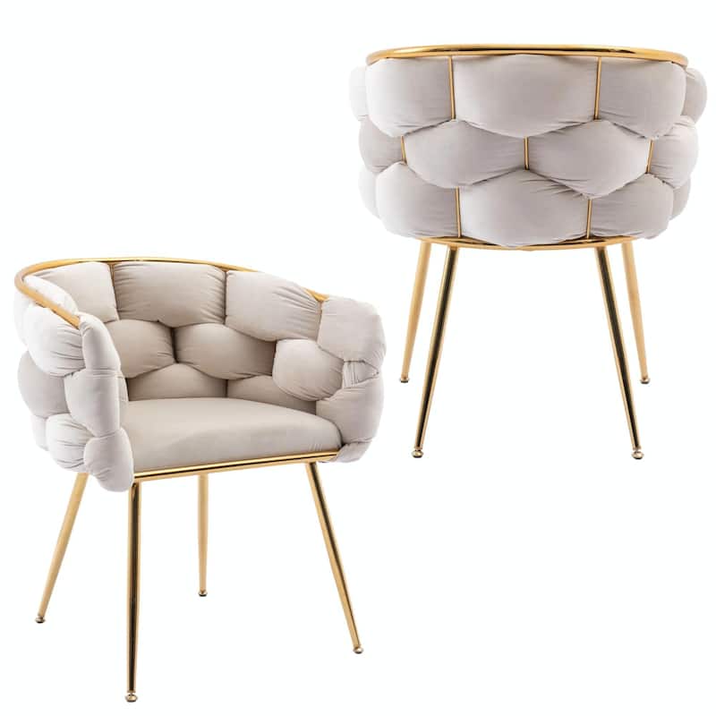 Modern Luxury Velvet Single Sofa Chair, Set of 2 - Beige