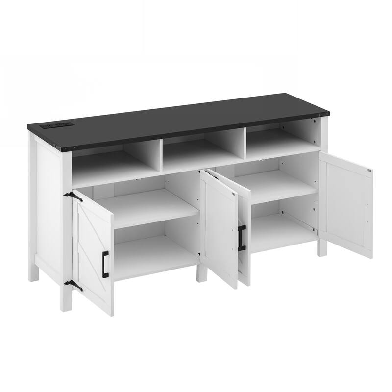 Modern 4-Door Sideboard Buffet with Power Outlets & USB Ports