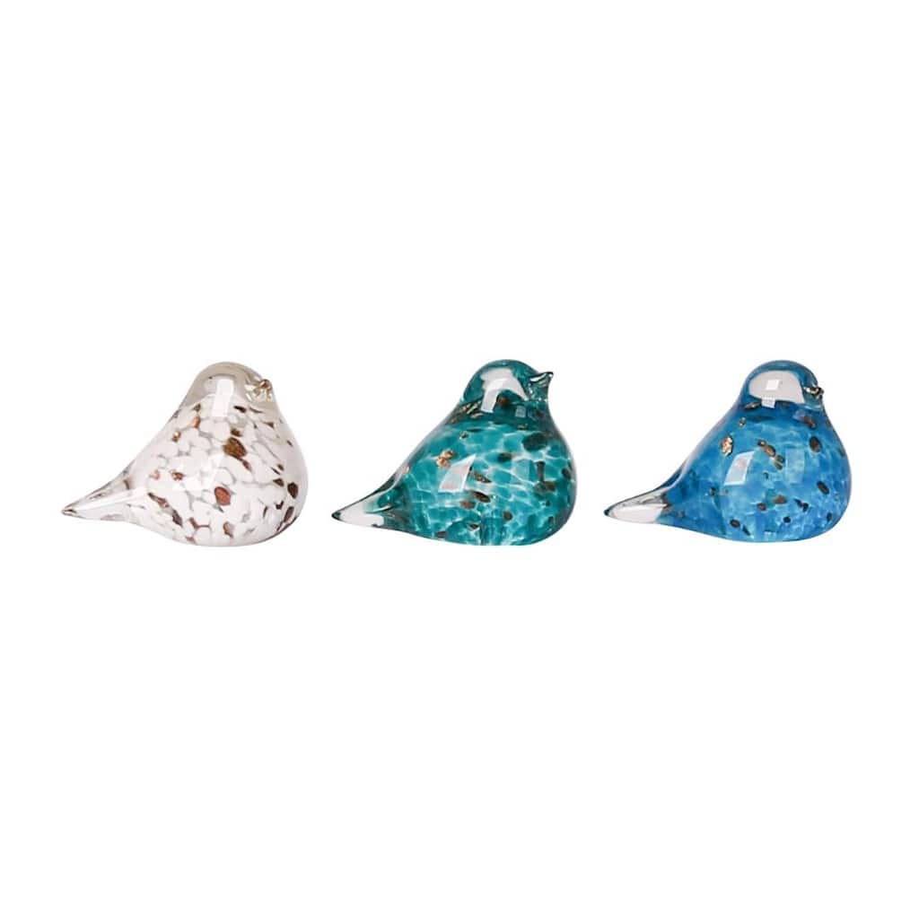 Transpac Glass Mini Blue Hue Bird Figurine Set of 3 Spring Home Decorations