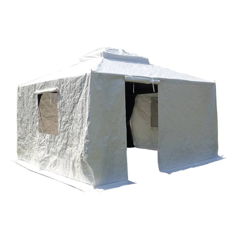 GDFStudio - Harper 10'x12' Universal Waterproof Winter Gazebo Cover with Sidewalls and Mesh Windows - 10x12 FT - White