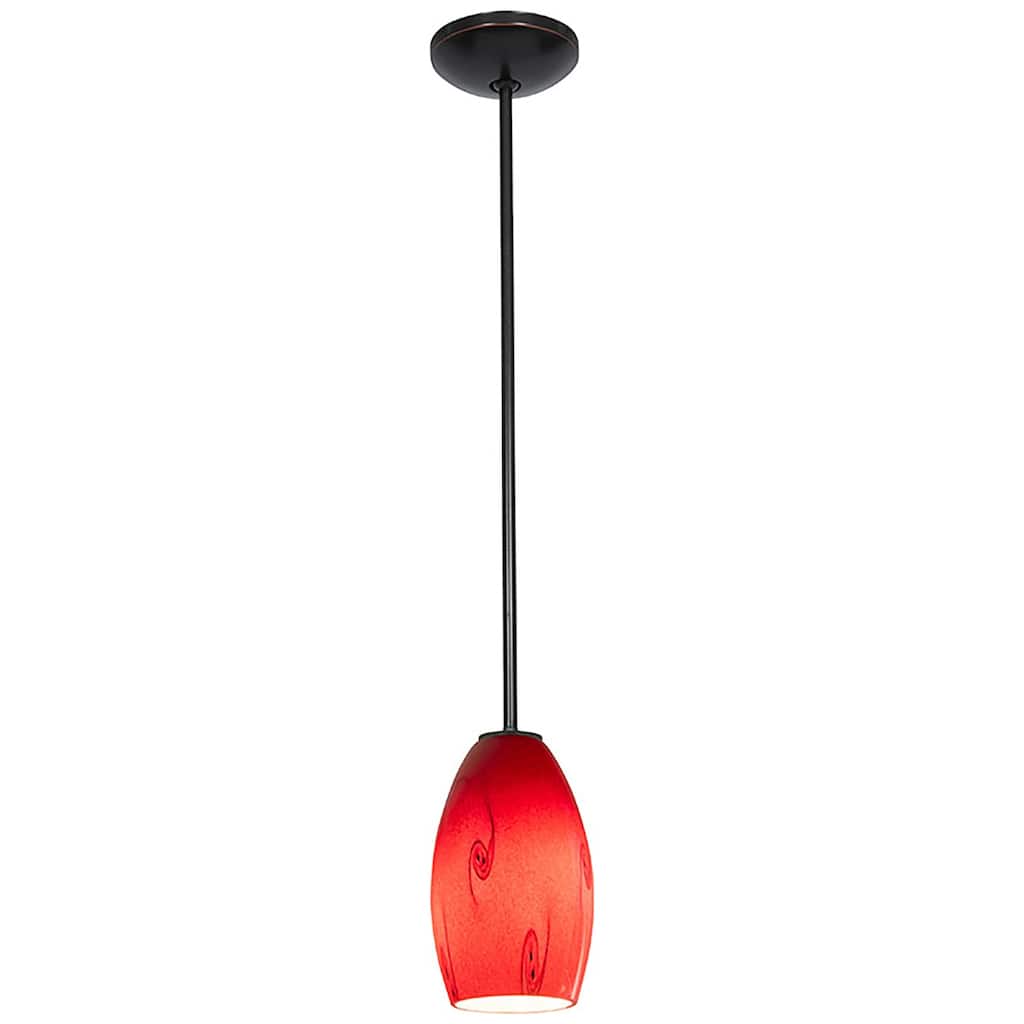 Access Lighting Merlot - Glass Pendant - Rod - Oil Rubbed Bronze Finish - Red Sky Glass Shade - Replaceable LED