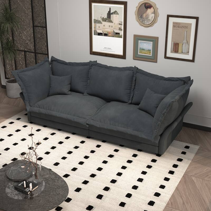 90.55" Modern Deep Seat Sofa Couches with Multiple Large Soft Pillows