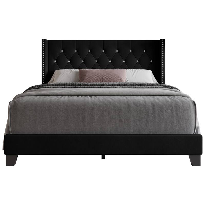 Clayfell Monroe Tufted Upholstered Wingback Panel Bed