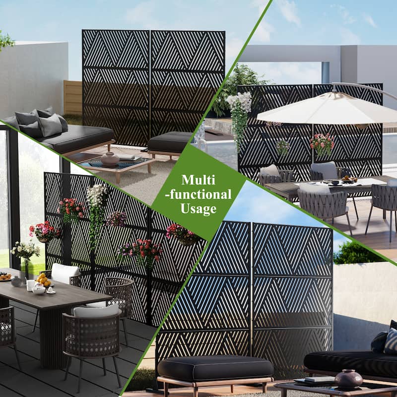 Dovelina 6ft.Outdoor Freestanding Metal Privacy Screen Decorative Garden Fence - 72"x47"