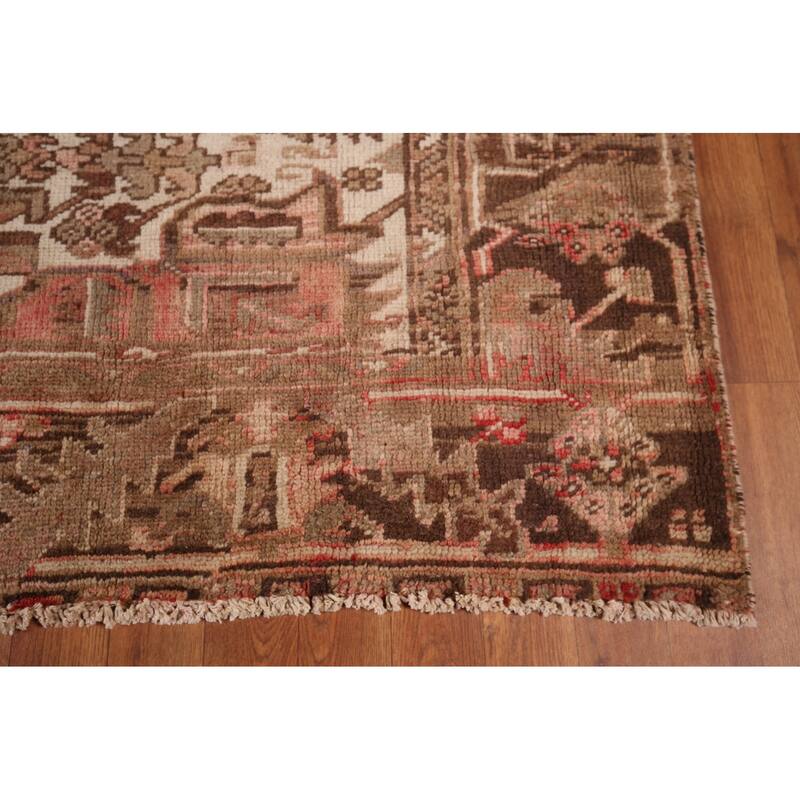 Geometric / Medallion Heriz Persian Vintage Rug Handmade Wool Carpet - 7'2"x 10'8"