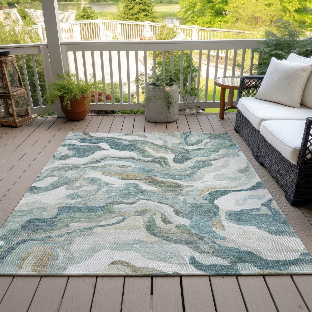 Machine Washable Indoor/Outdoor Modern Brushstrokes Chantille Rug