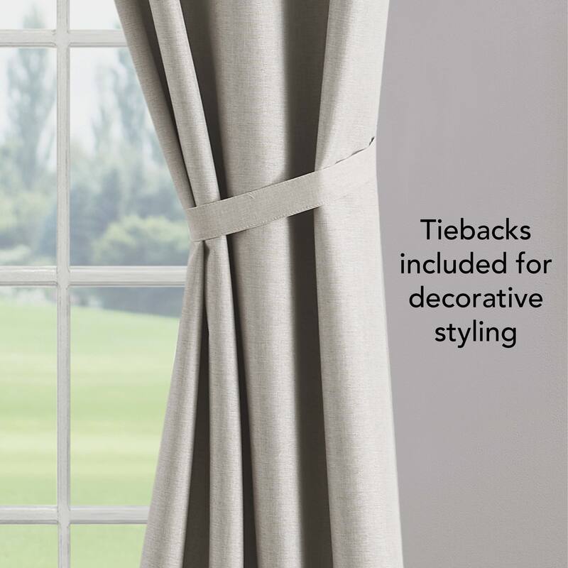 Creative Home Ideas Legrae Blackout Grommet Window Curtain Panel Pair with Tiebacks