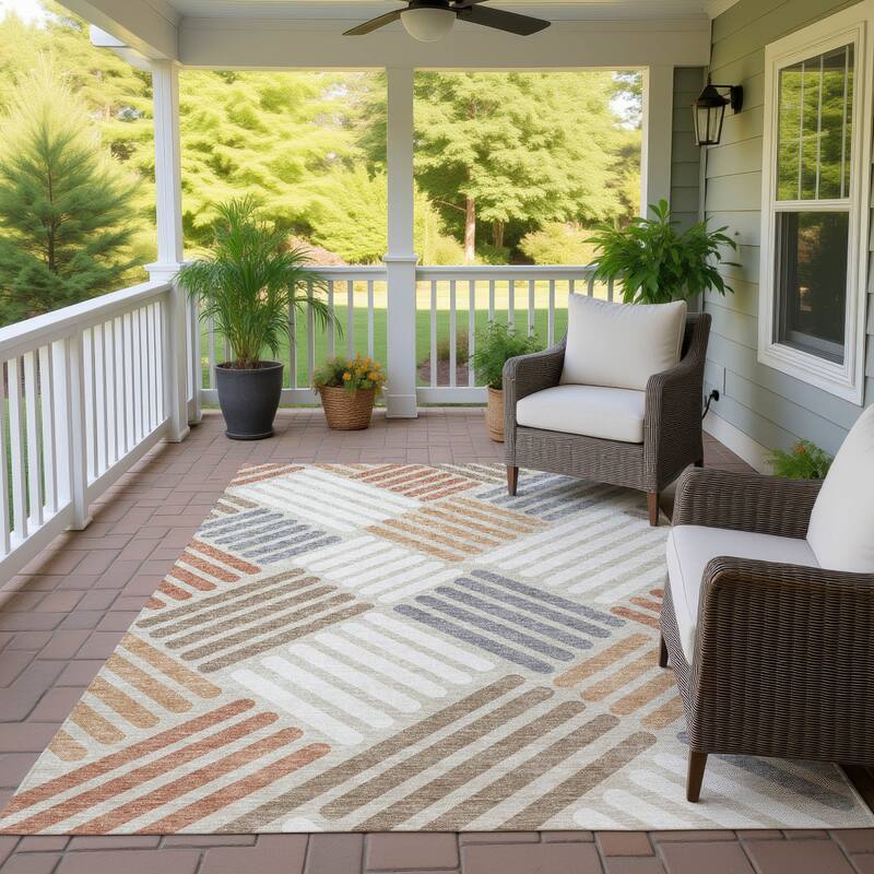 Machine Washable Indoor/ Outdoor Modern Weave Chantille Rug
