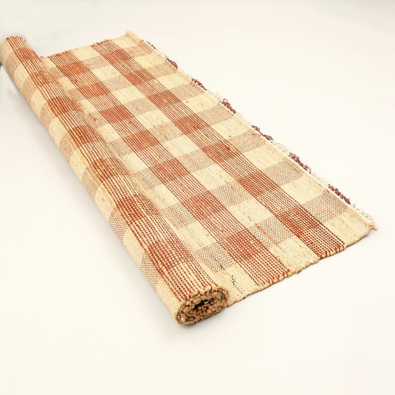 Artisan Hand Woven Jute & Cotton Brown Plaid Rug-5X7 ft - 6' x 7'