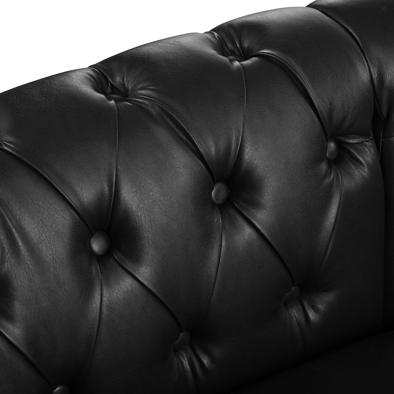 99.49" L-Shaped PU Leather Sectional Sofa with Nailhead