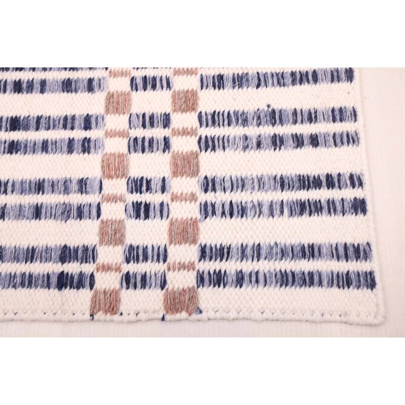 ECARPETGALLERY Flat-Weave Nevada Navy Wool Kilim - 5'3 x 7'6