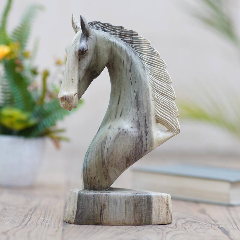 Novica Handmade Horse Guard Hibiscus Wood Statuette