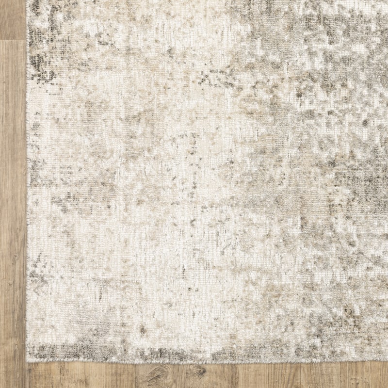 Somerset Textured Abstract Grey/ Beige Hand-made Wood Blend Area Rug