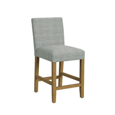 Relo Counter Height Stool Chair, Sage Green Polyester, Grid Pattern