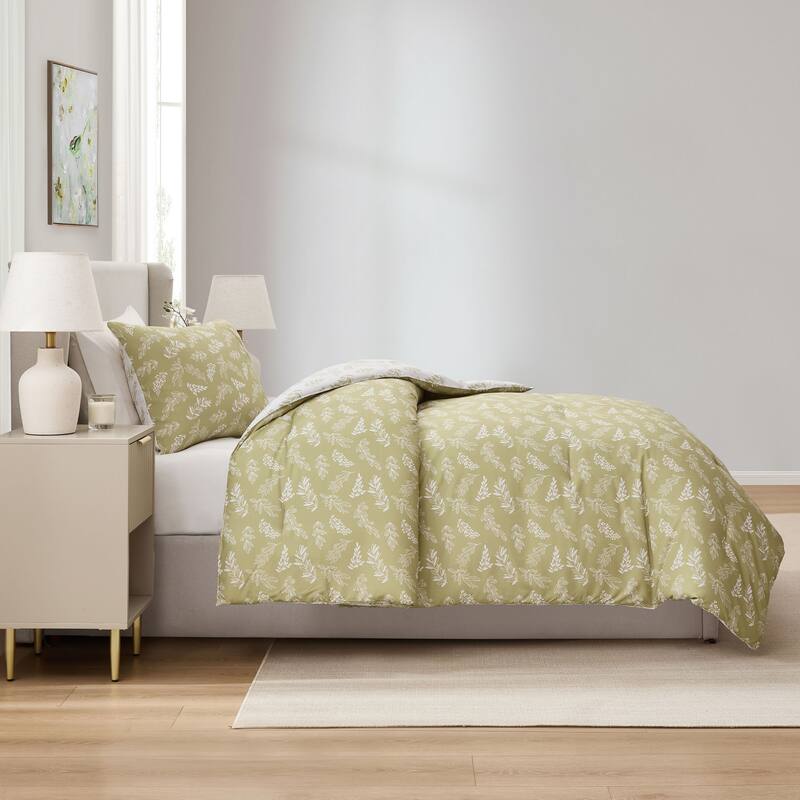 Empyrean 3PC Reversible Botanical Printed Comforter Bedding Set