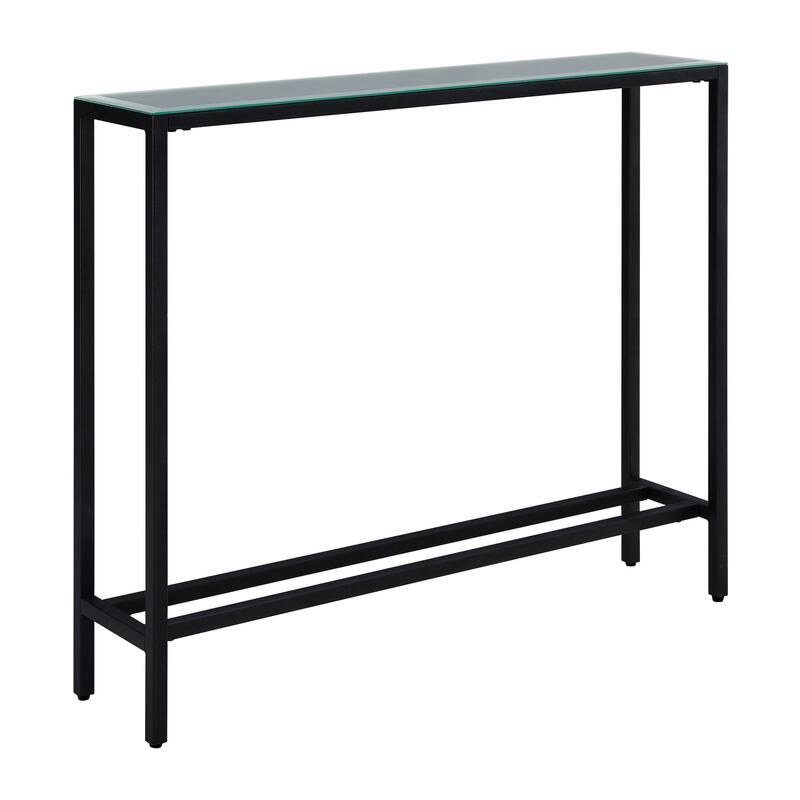 HomeRoots 36" Black Mirrored Glass Console Table - 36.00 in. x 30.00 in. x 8.00 in.