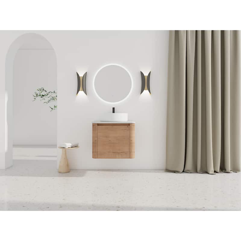 Wall-Mounted Bathroom Vanity With Ceramic Art Sink