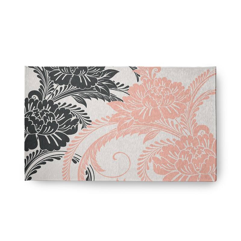 Flower Flourish French Country Chenille Area Rug - Blush - 18" x 30"